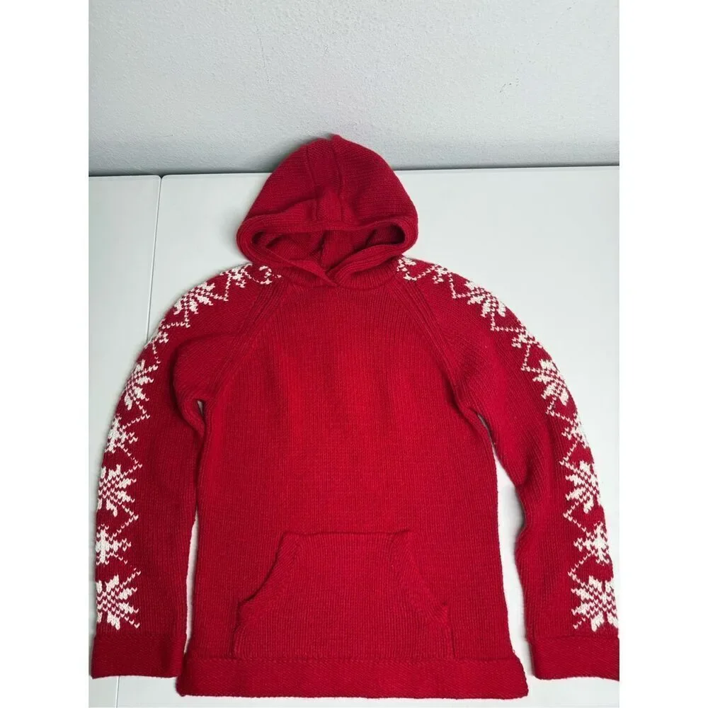 Gap Kids Wool Blend Hooded Sweater Red White Size XXL(14-16) See Description